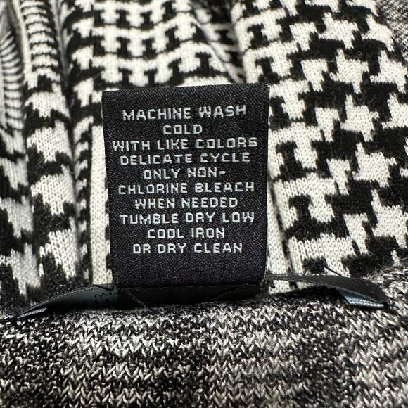 Joan Vass Duster Open Front Cardigan Sweater Womens 2X Black White Houndstooth - Picture 5 of 5